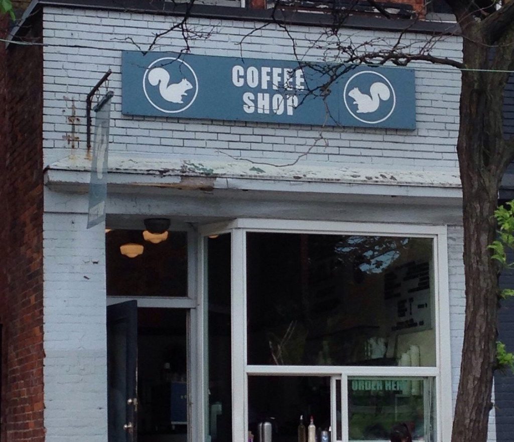 The Front of the White Squirrel Coffee Shop in Toronto.